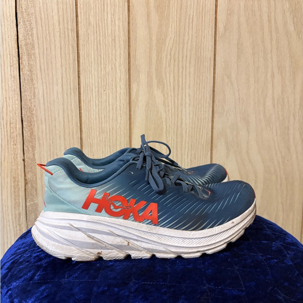 Hoka Blue and Red Athletic Sneakers